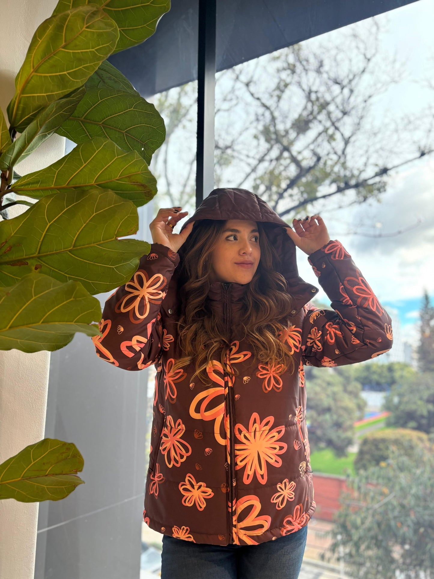 Chaqueta con capota Florecer