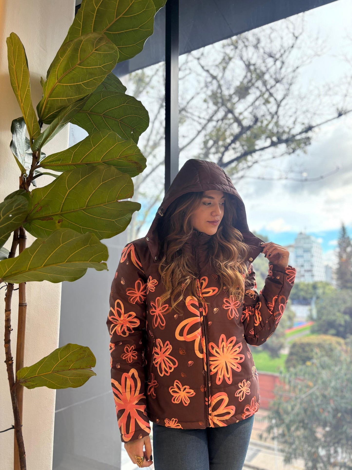 Chaqueta con capota Florecer