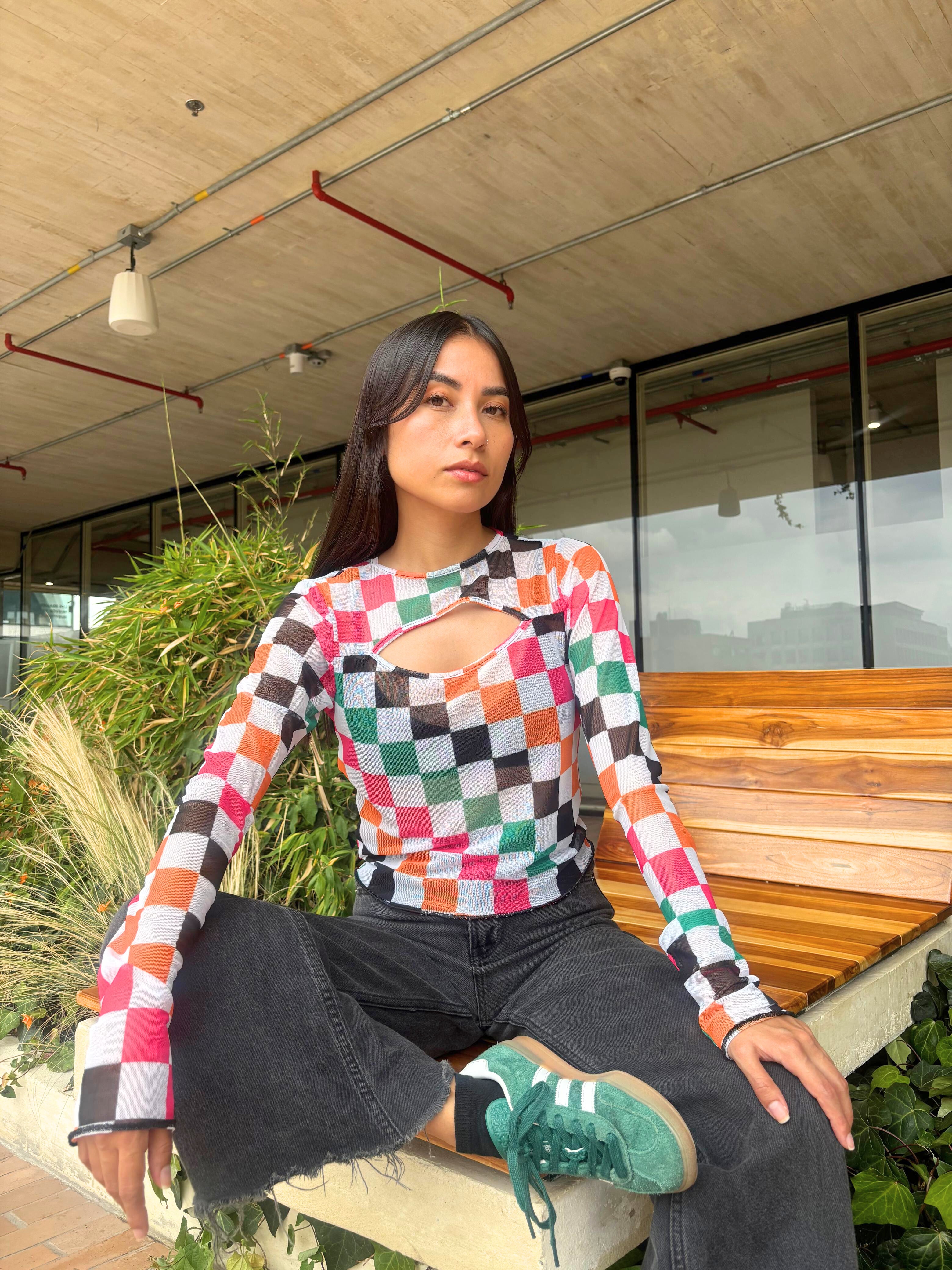 Blusa Mesh Cuadros