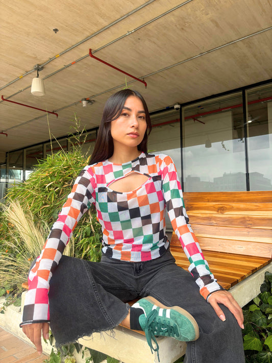 Blusa Mesh Cuadros