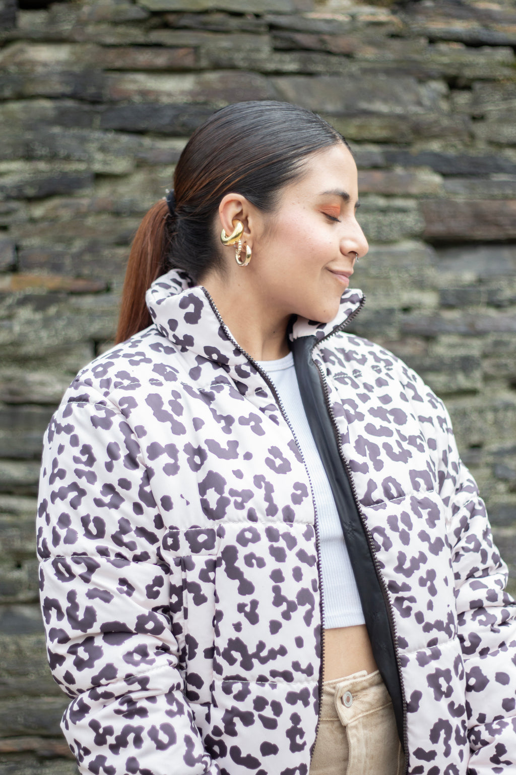 Chaqueta acolchada Animal print
