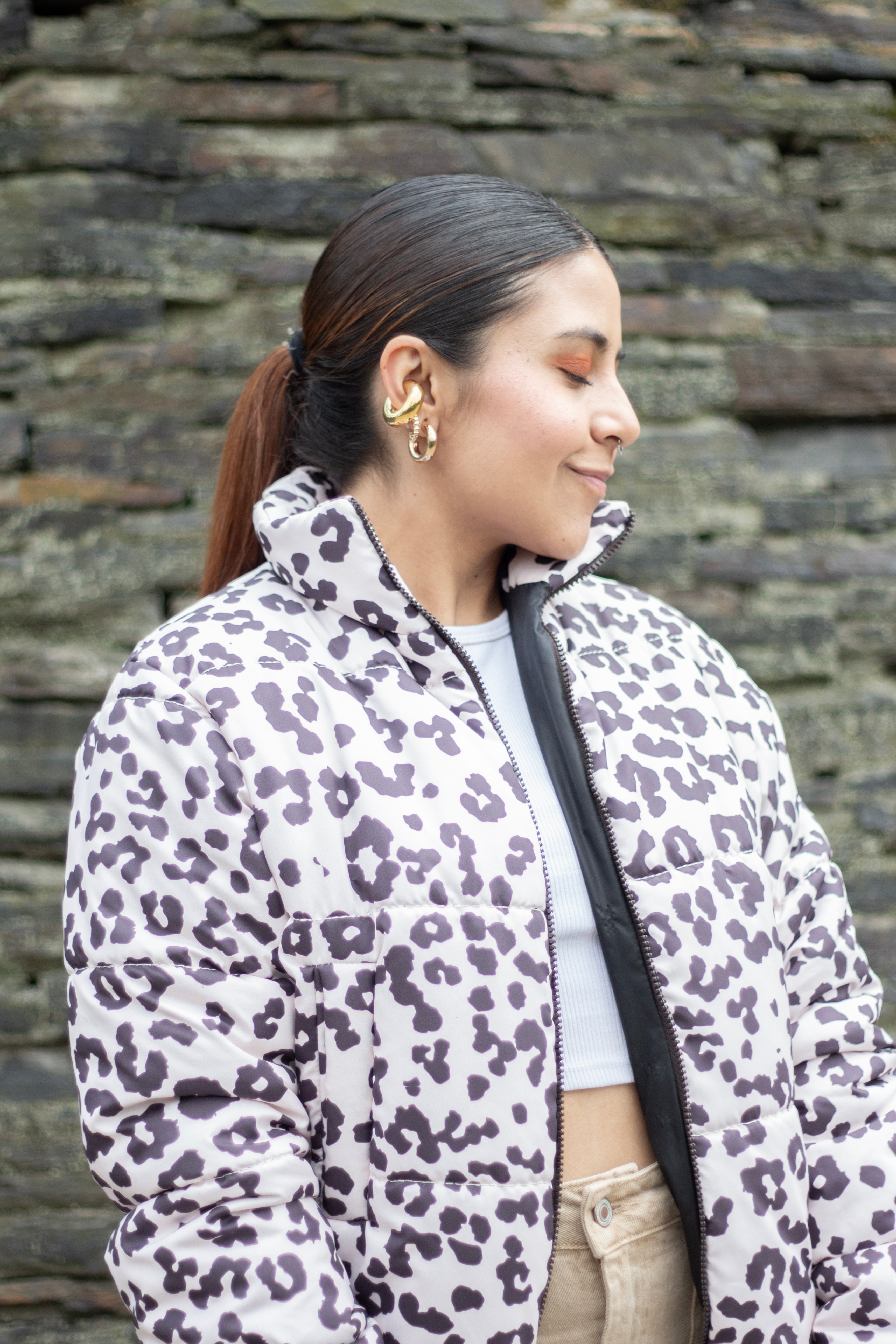 Chaqueta acolchada Animal print
