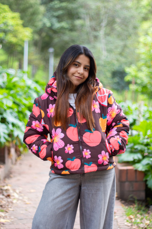 CHAQUETA MELÓN ACOLCHADA CON CAPOTA