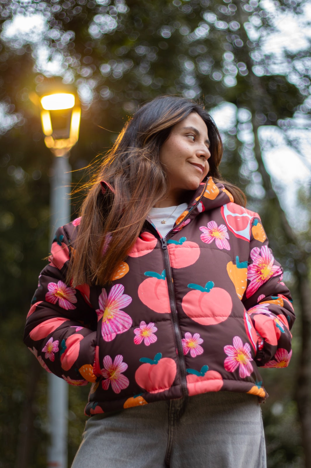 CHAQUETA MELÓN ACOLCHADA CON CAPOTA